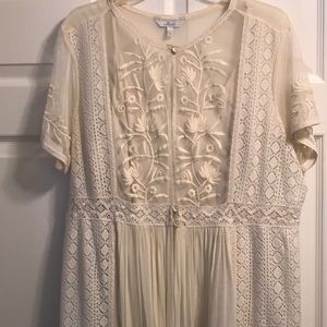 embroidered cream wedding dress size xxl